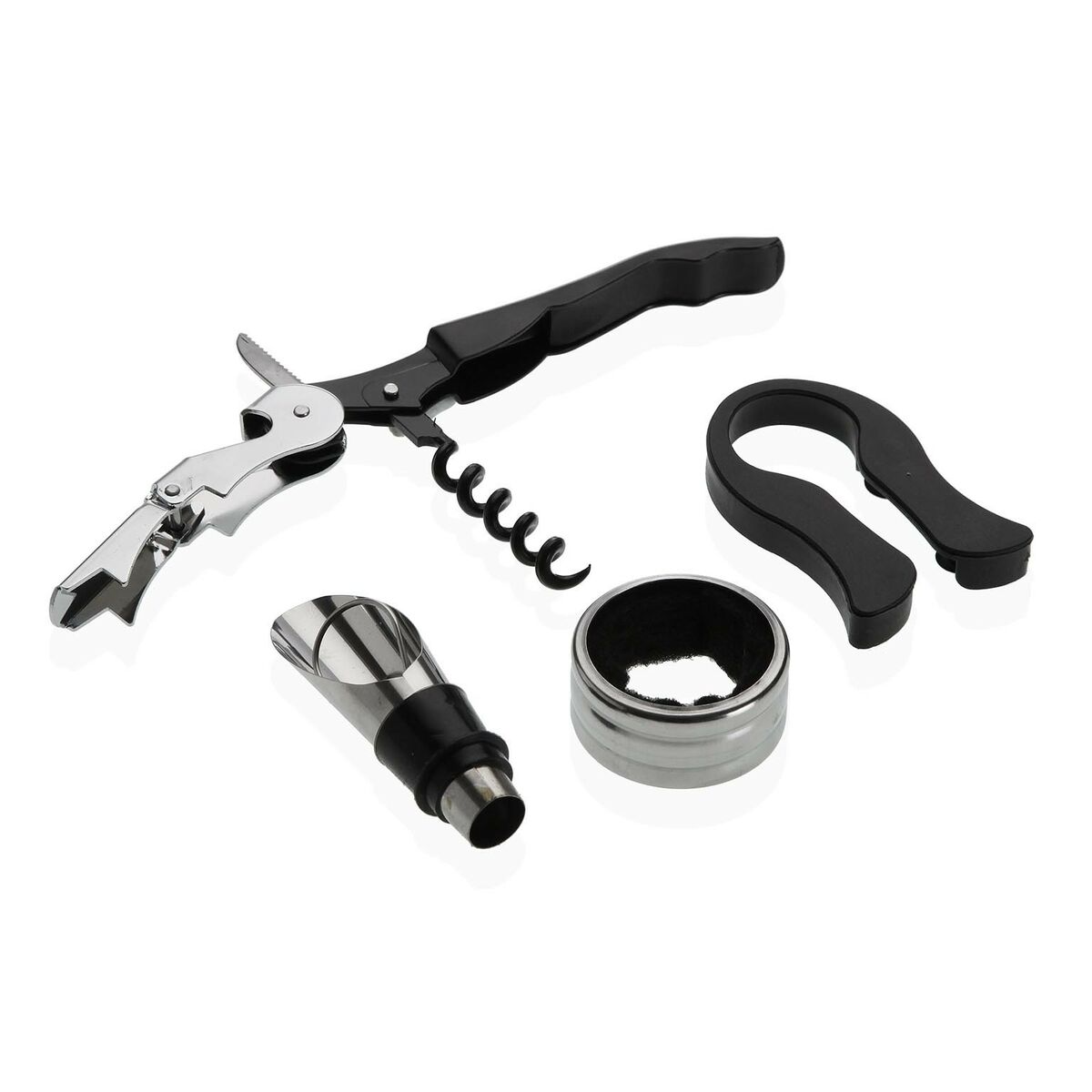 Set di Accessori per il Vino Versa Acciaio Ecopelle